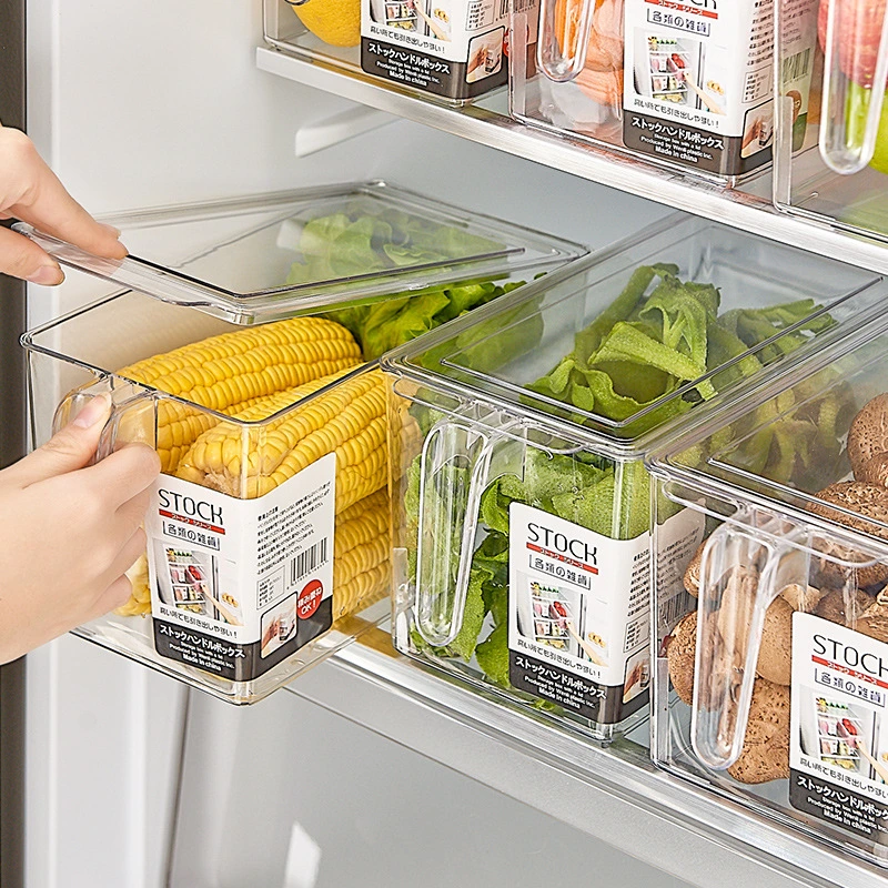 Accesorios de cocina Caja de almacenamiento con mango para frigorífico de frutas y verduras Cubierta