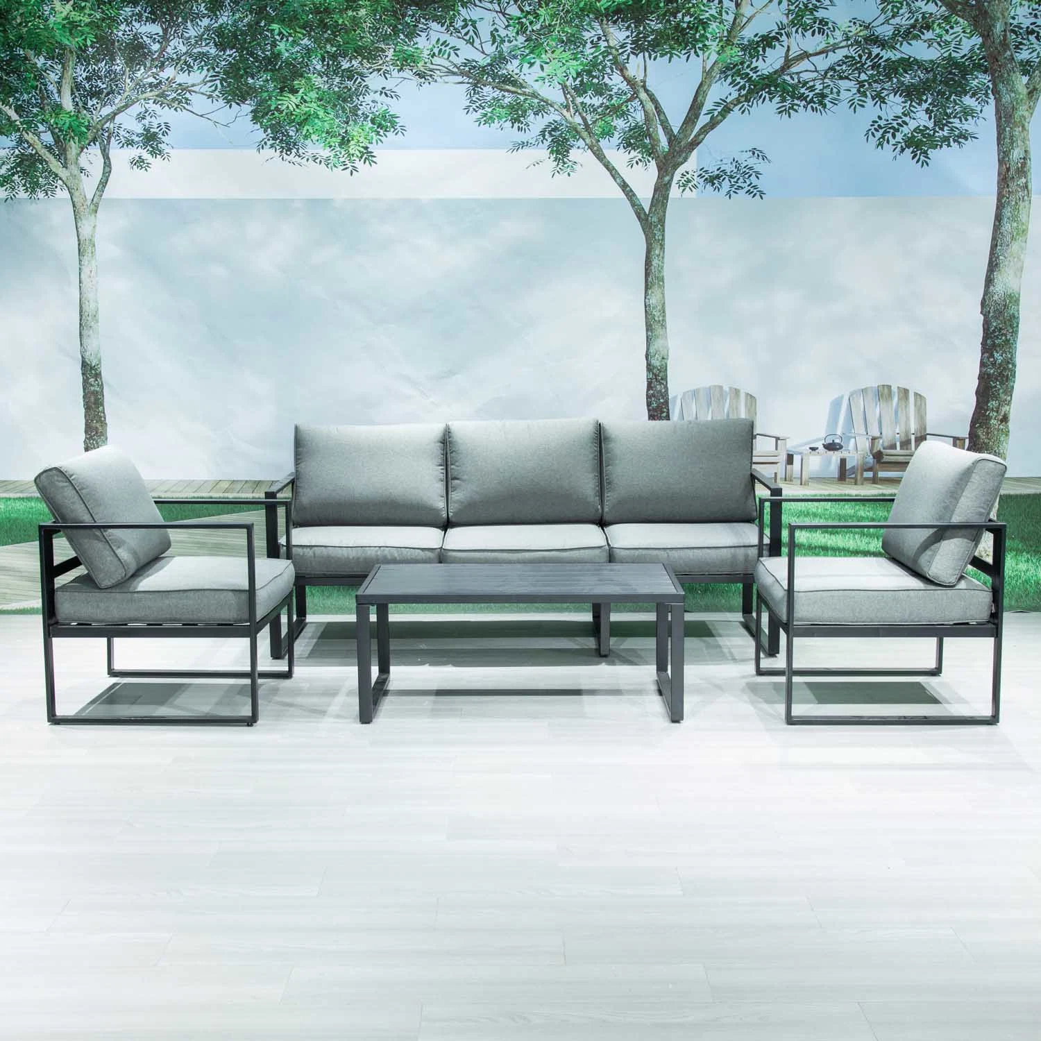 All Iron Sectional Sofa Four Piece Set