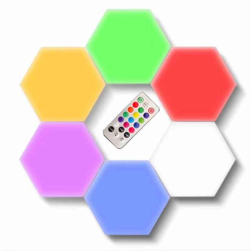 Smart RGB LED Hexagonal Quantum Touch Wall Light with Remote Control for Wedding Home Christmas Decoration