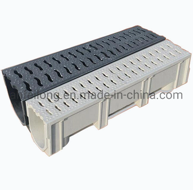 En124 Resin/Plastic SMC Composite Drain Drainage Channel Grate U 150mm Width 250mm Height 1000mm Length