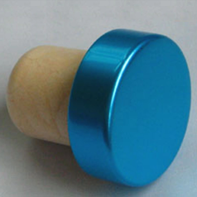 Light Blue Aluminum Cap High Polymer PE Cork Stopper