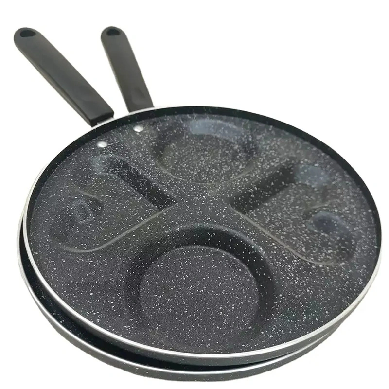 Aluminium antiadhésif 4 tasses poêle à frire à œufs rond crêpes rondes Cuisinière pour le petit déjeuner