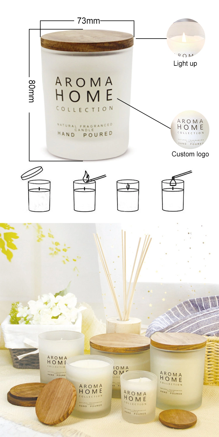 Aromatherapy 70g White Glass Candle with Silk Printing for Office