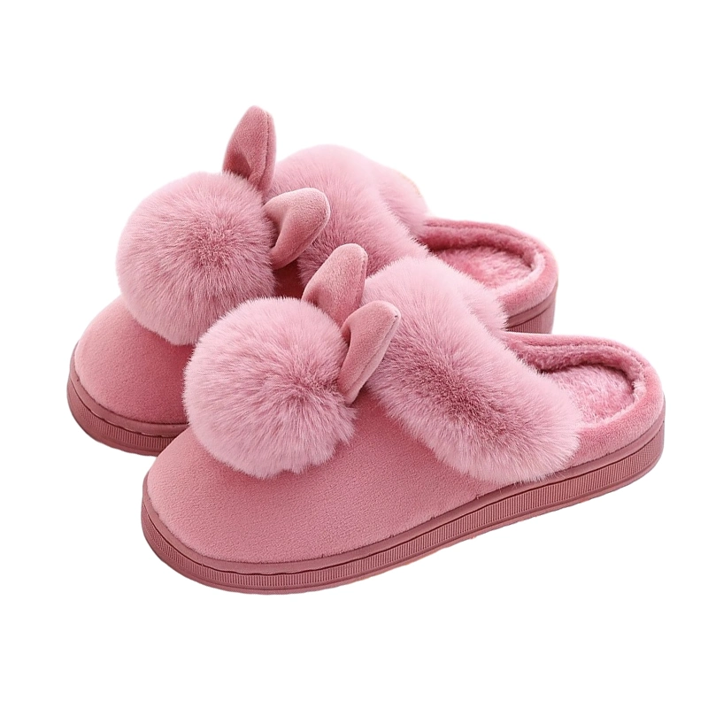 Schöne Kaninchen Ohren Weich Zuhause Schuhe Baumwolle Frauen Im Freien Warm Hausschuhe