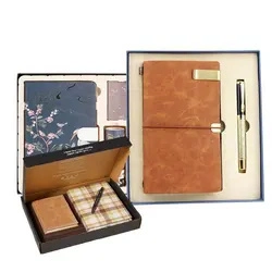 Kawaii Leather Journal Stationary Notebook Pen Gift Set for Students