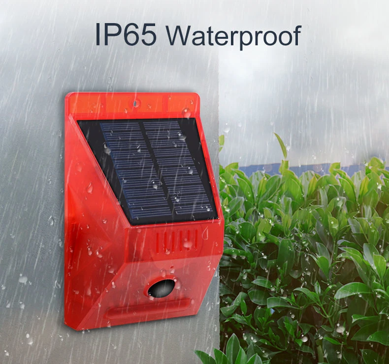 IP65 Remote Control Outdoor Solar Sensor Alarm with LED Light