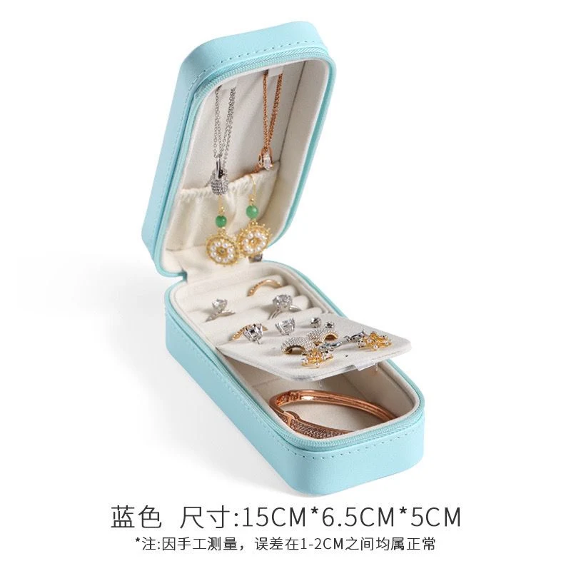 China Portable Velvet Ring Jewelry Storage Cases for Locking Wholesale Custom Travel Bracelet Necklace Jewelry Organizer Box Wholesale Pink White Jewelry Box
