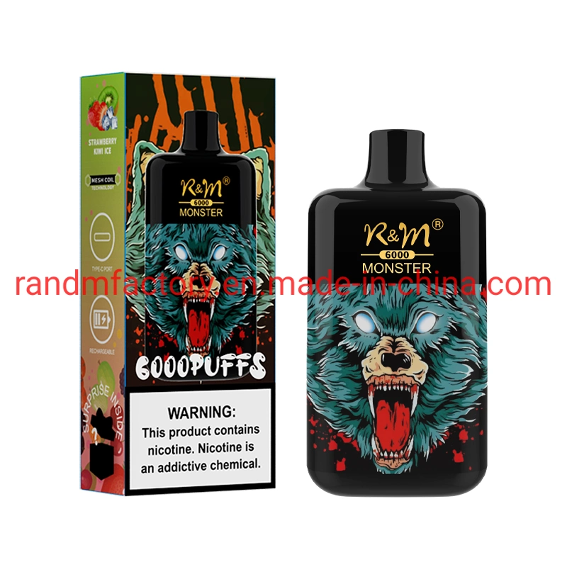 EE.UU. UK Popular Box Modelo desechable VAPE 6000 Puffs R&amp;M Monster Mesh Coil Blind Gift Inside 0mg 20mg 50mg nicotina Atomizer de Wape al por mayor