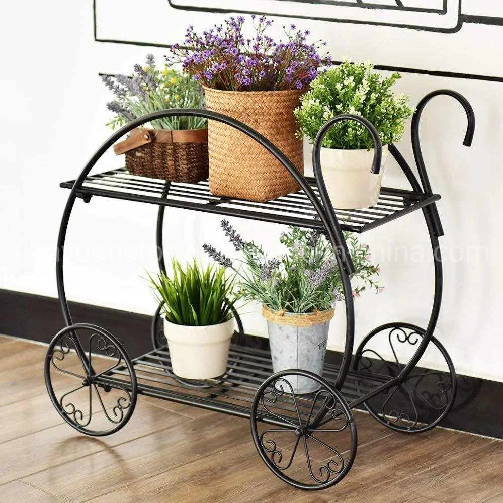 Metal Plant Layer Flower Pot Cart Display Rack