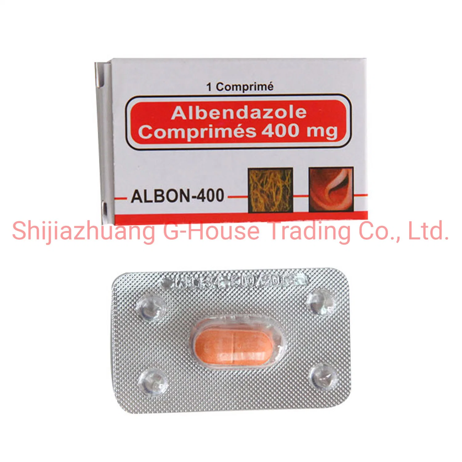 Comprimés d'Albendazole 400mg médecine occidentale pharmaceutique
