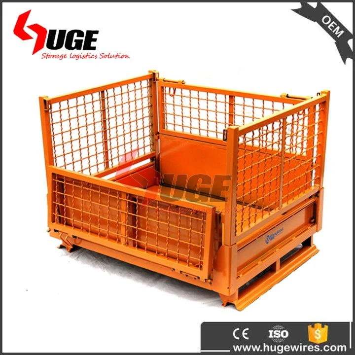 Lockable Color Custom Roll Metal Wire Mesh Cage Material Logistics Carts Pallet Container