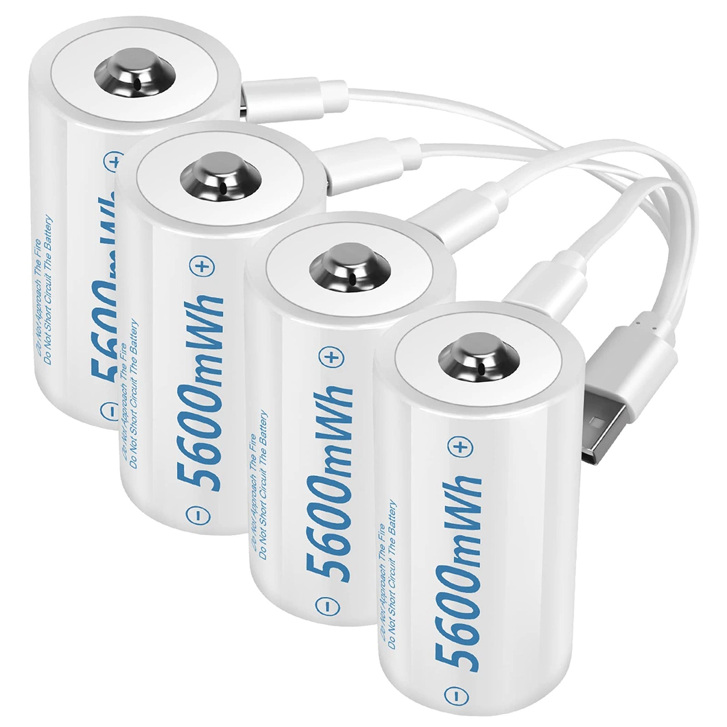 Hohe Kapazität D Größe 1,5V wiederaufladbare Lithium-Batterie USB mit Ladekabel