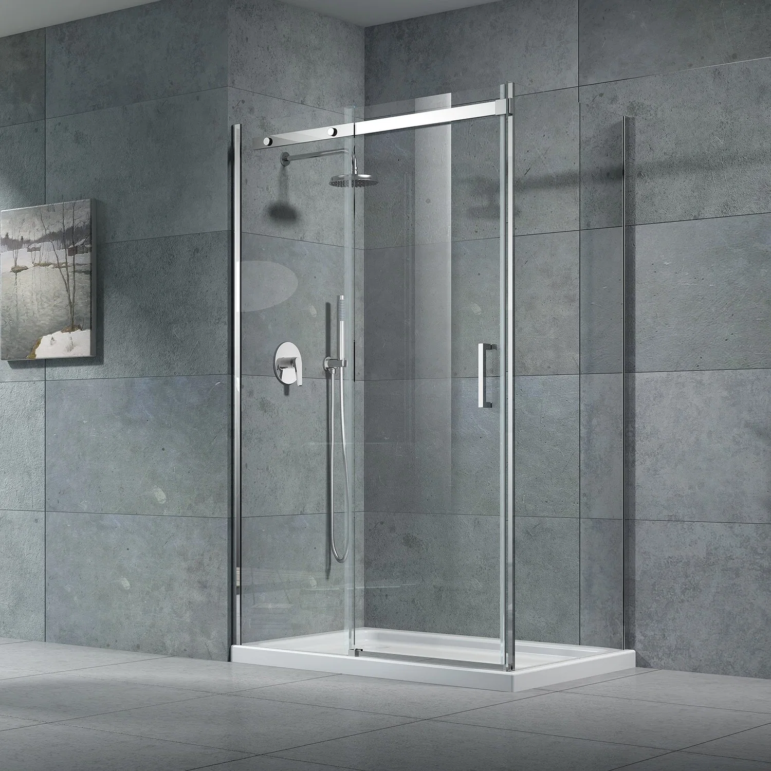 8mm Tempered Glass Shower Door Simple Bathroom Room (WT2010)