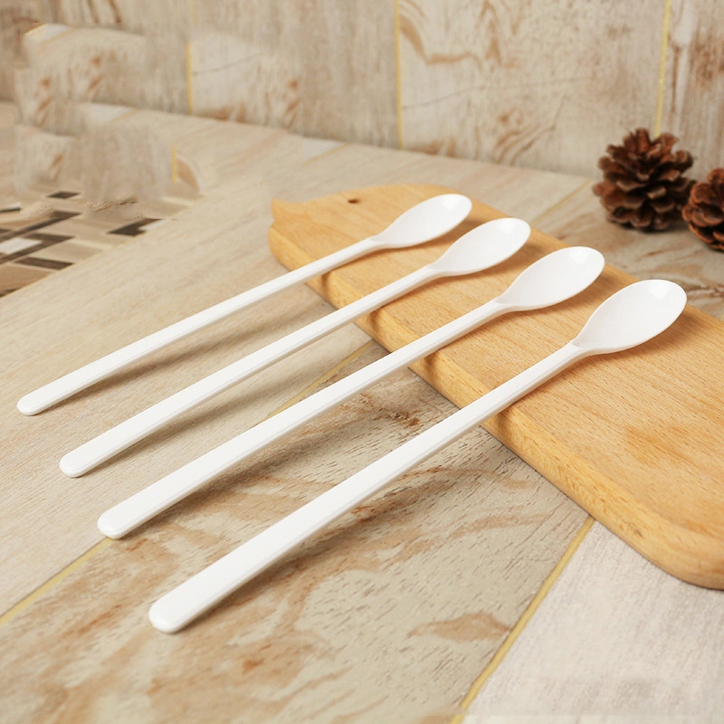 Plastic Disposable Spoon Hard Food Grade Long Handle Spoon Takeaway Packaging Dessert Spoon Independent Packaging (W-003)