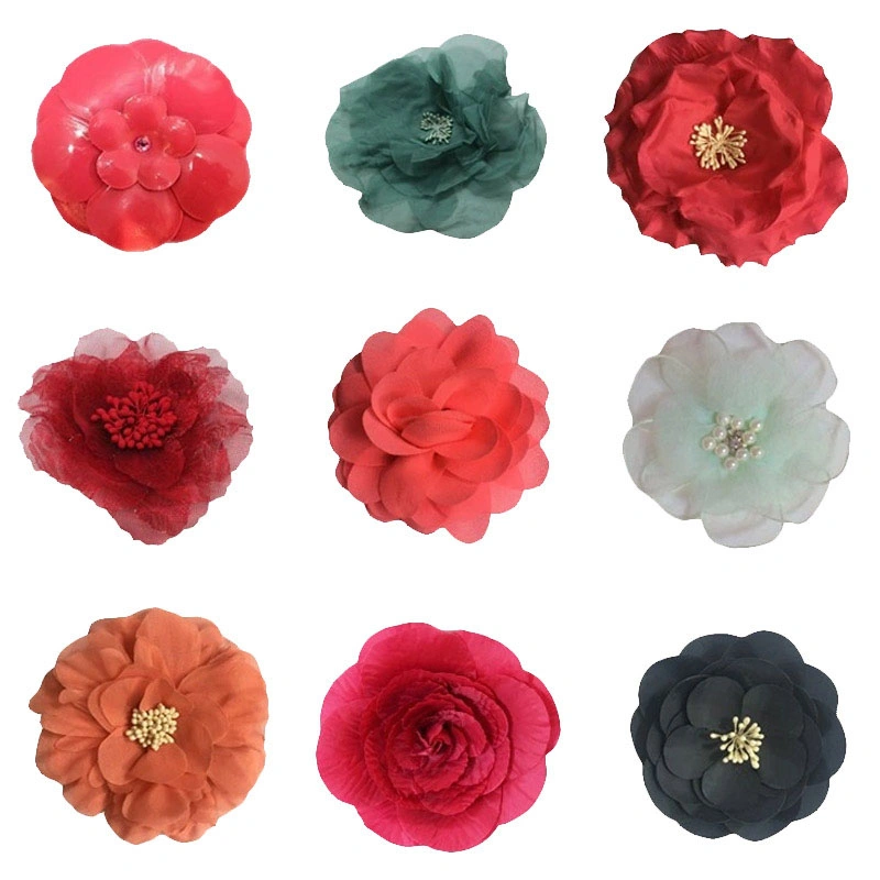 Hot Selling Chiffon Fabric Flower Headwear Hair Shoes Accessories Artificial Decorative Flower