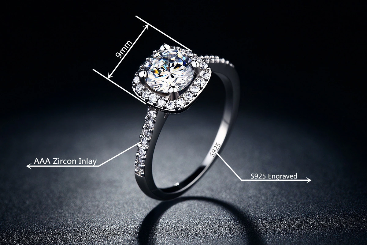 New Exquisite 925 Sterling Silver Cube Diamond Drill Fashion Jewelry Rose Gold Square Austrian Crystal Diamond Zircon Ring Engagement Bride Jewelry Esg11098