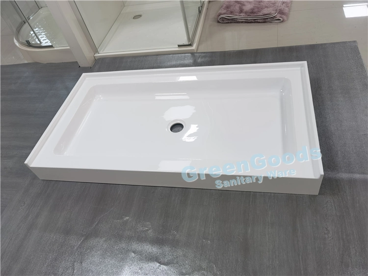 CE USA Standard Durable Non-Slip White Rectangular Shape Shower Tray