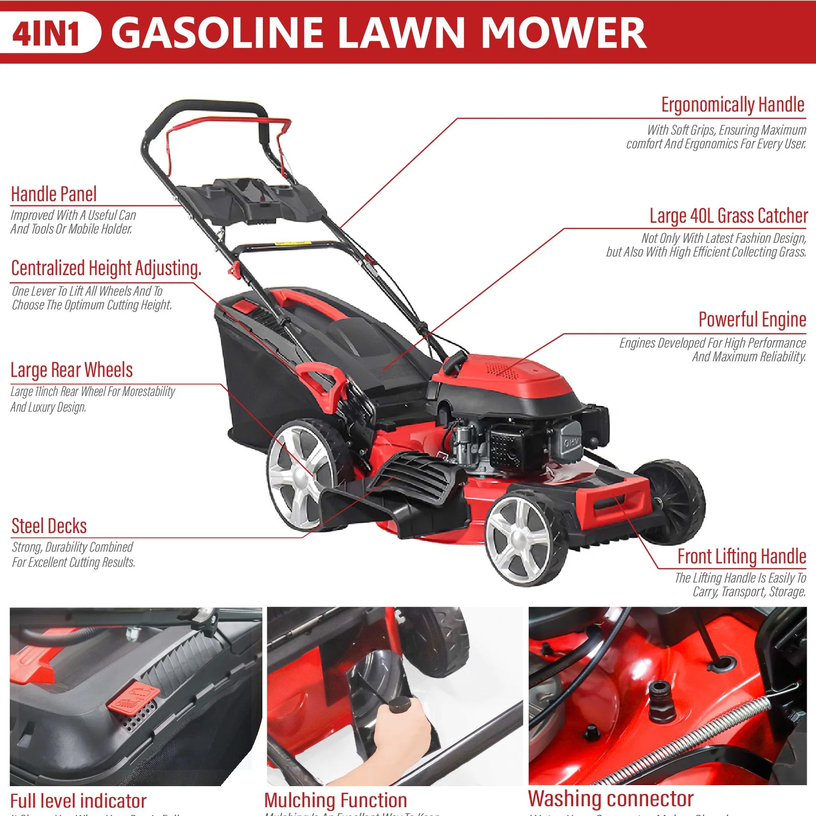 Customized OEM China Brush Mower 3.2kw Garden Tractor Lawn Mower with CE Certificate