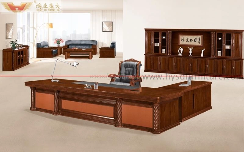 L Shape King Size E1 MDF Veneerluxury Office Executive Table (HY-D7024)