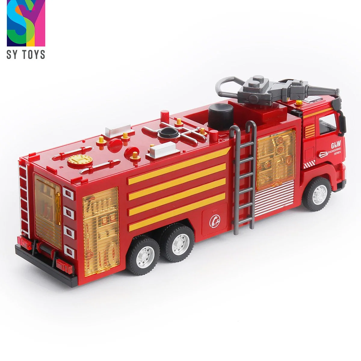 SY Toys preço barato 1:40 Miniatura liga puxar para trás veículo Fire Engine escada camião Metal Model Kids Die Casting Cars brinquedos com som