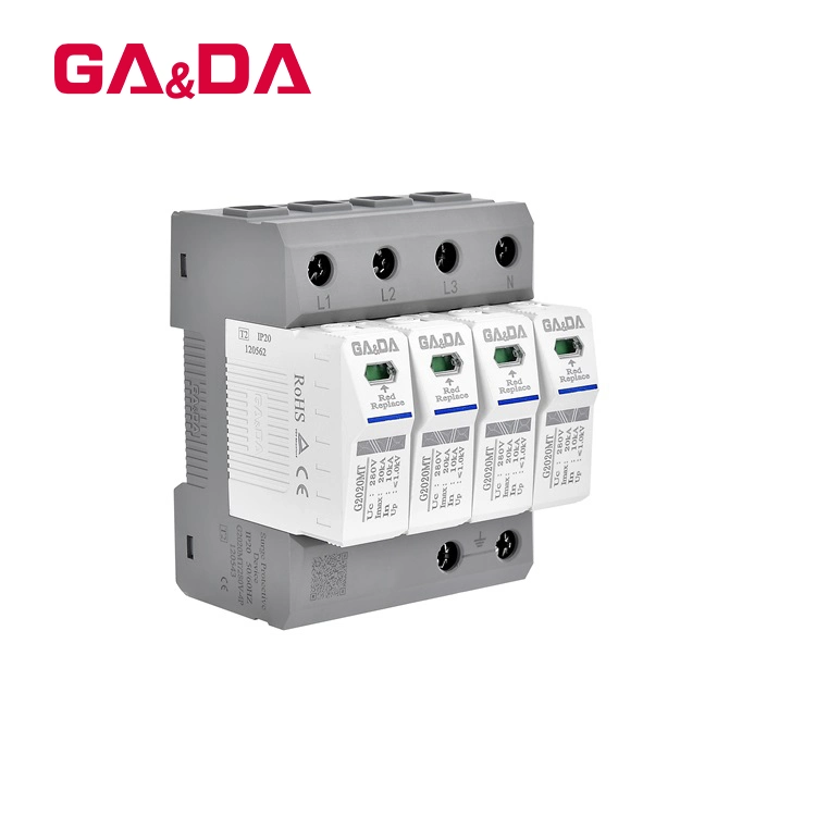 Gada 35mm AC SPD Lightning Arrester 80ka 4p 280V for Home Power System Surge Protective Device SPD