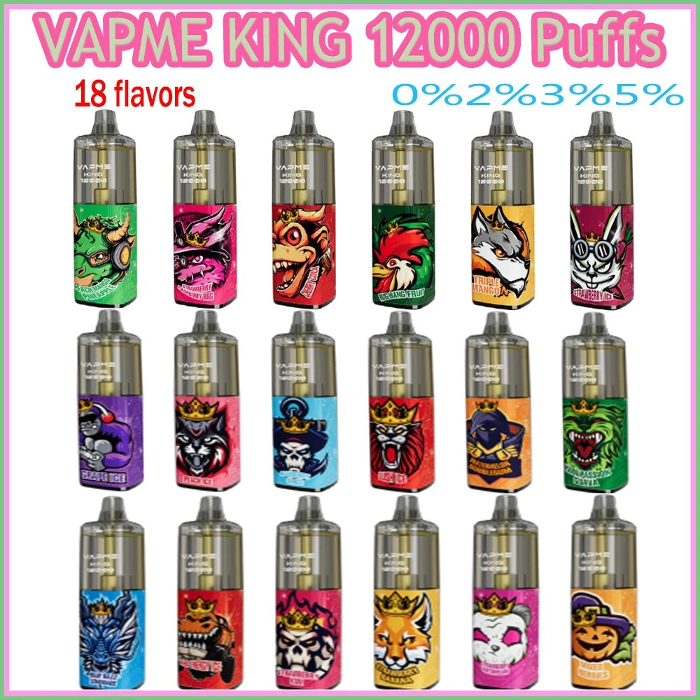 Vapme King 12000 Puffs Disposable/Chargeable vapes 650 mAh Rechargeable Battery Airflow Control Mesh Coil 20ml Prefilled Pod 12K 18 Colors