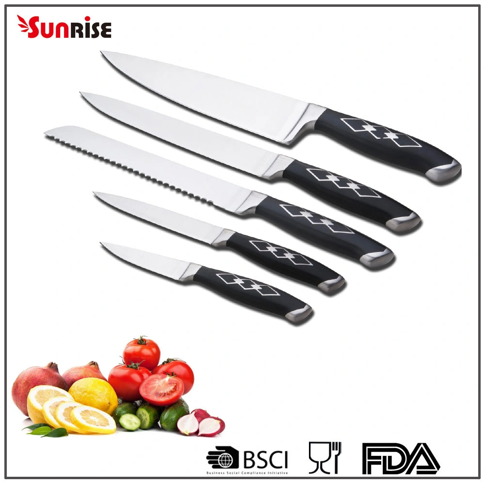 Professional Kitchenware Set of 6PCS Double Forged Knife with Block (KSE092)