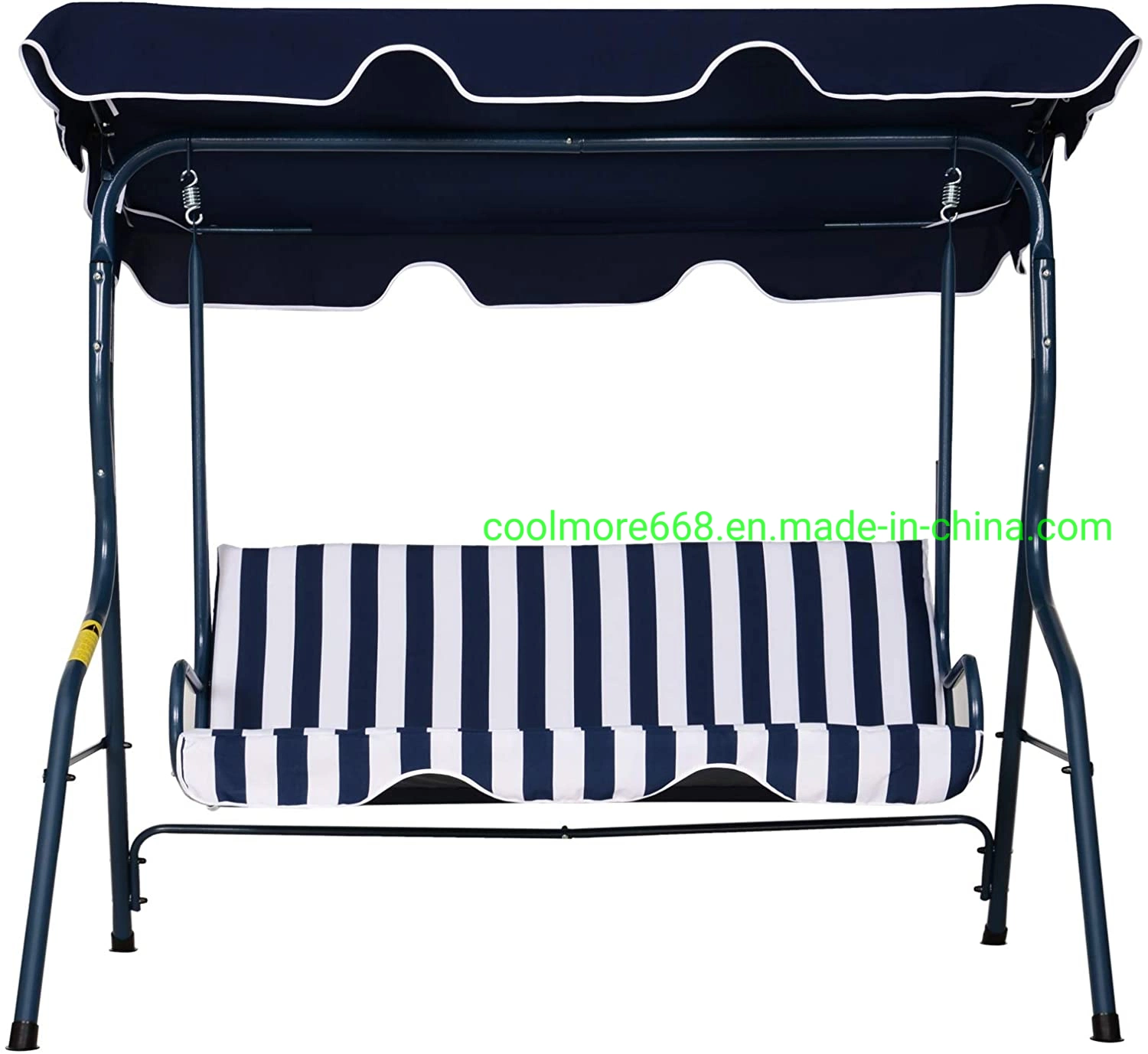Top Selling 3 Sitzer Canopy Swing Chair Outdoor Gartenbank Mit Sun Cover Metallrahmen - Blue Stripes