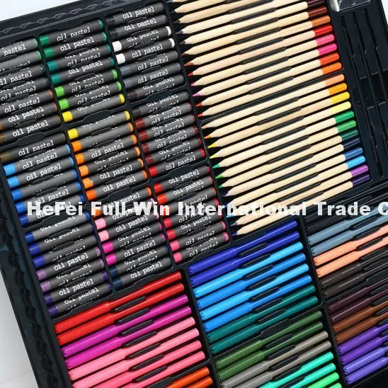 Heißer Verkauf 258 STÜCK Multi Colors Wachs Buntstifte Farbe Set Kunststoff-Kunst-Set für Kinder und Kinder