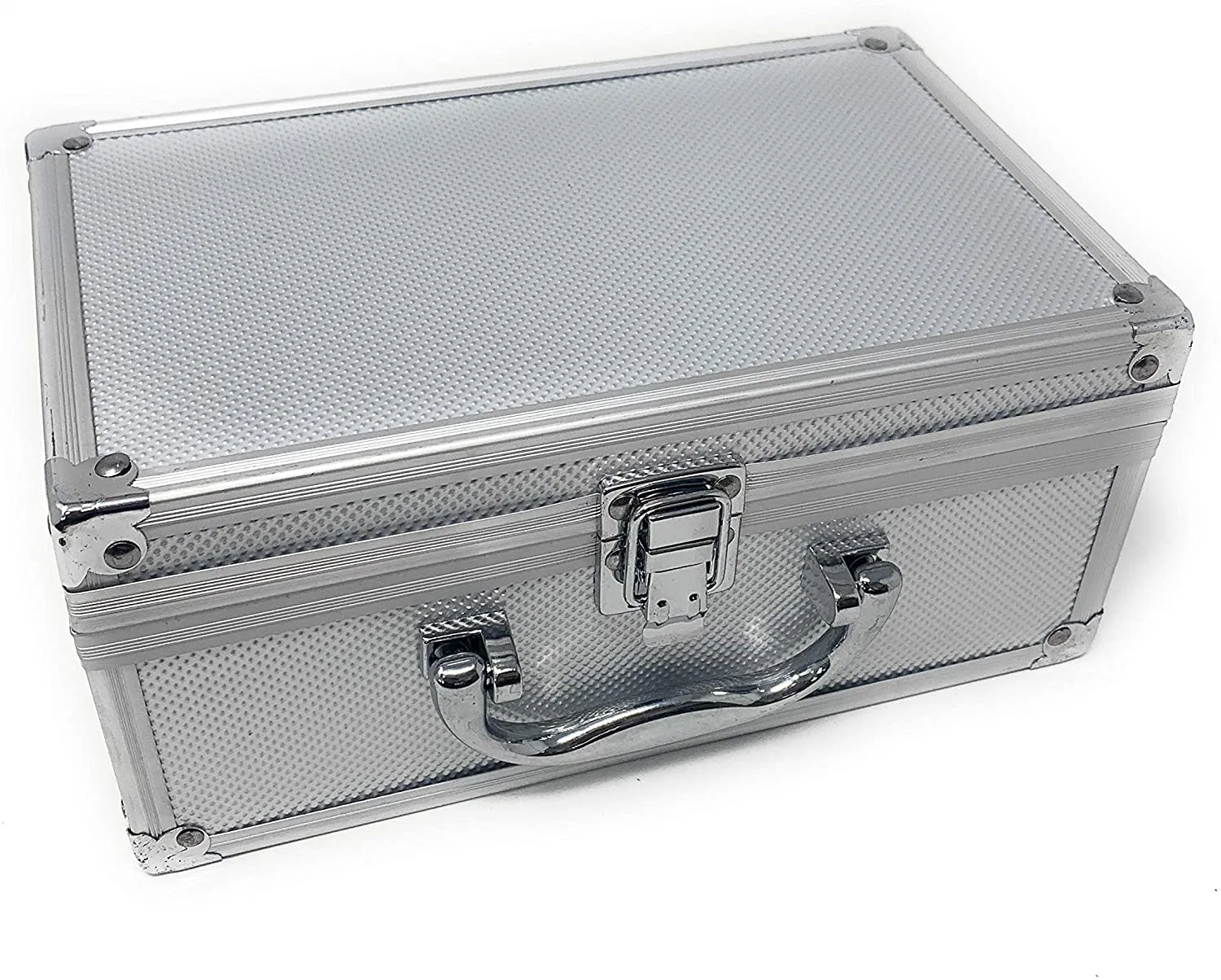 La boîte à outils transportant outil portable côté dur charnières de la sécurité étui rigide en aluminium argenté