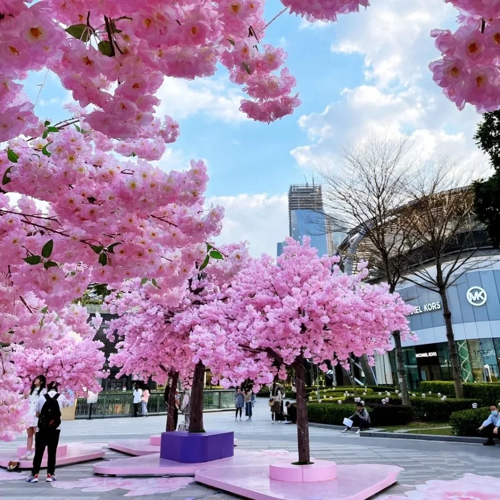 Planta de simulación de árbol de cerezas falsas decorativas de cerezas artificiales Flor árbol de cereza japonés árbol de flor