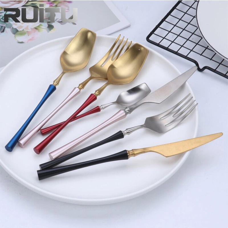 5 Star Hotel Restaurant Table Ware 304 Portugal Stainless Steel Wholesale/Supplier Cutipol Flatware Cutlery Set Wedding Reusable Edible Pink Matte Gold Plated Cutlery