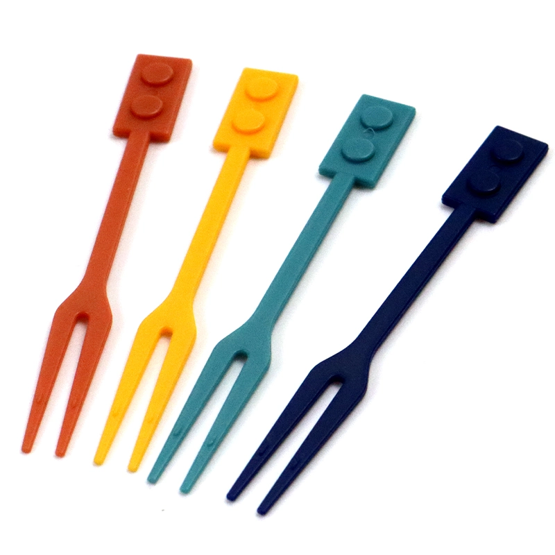 Disposable Plastic Cutlery Building Block Style 90mm Fruit Fork