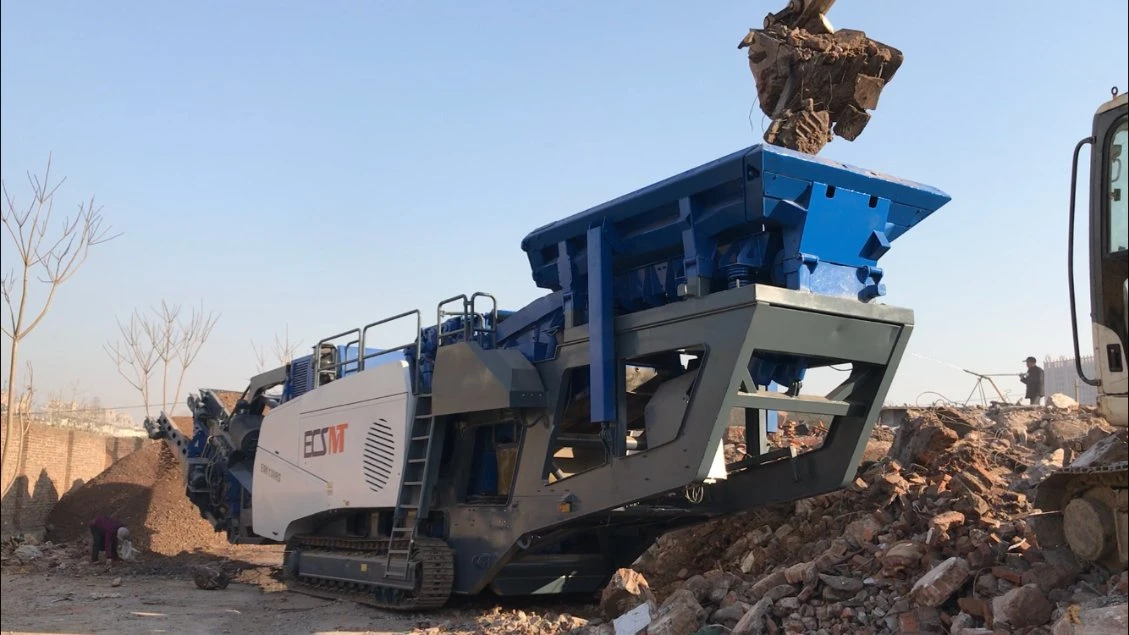 Em1130 Crawler Mobile Building Aggregate Hydraulic Mining Stone Rock Limestone Impact Crushing Machine