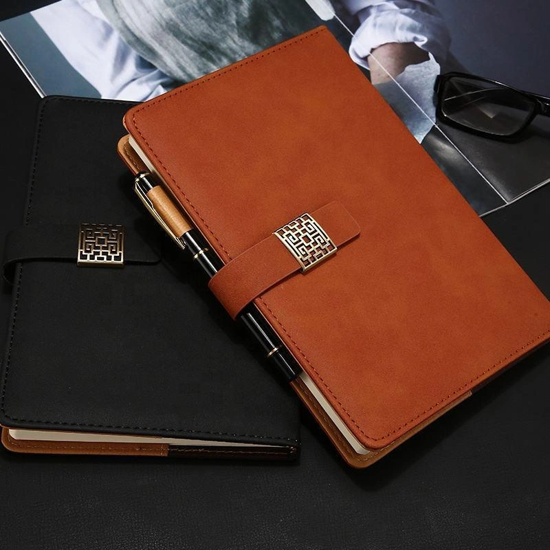 Custom Printing A5 Journal Business Diary PU Leather Notebook with Buckle