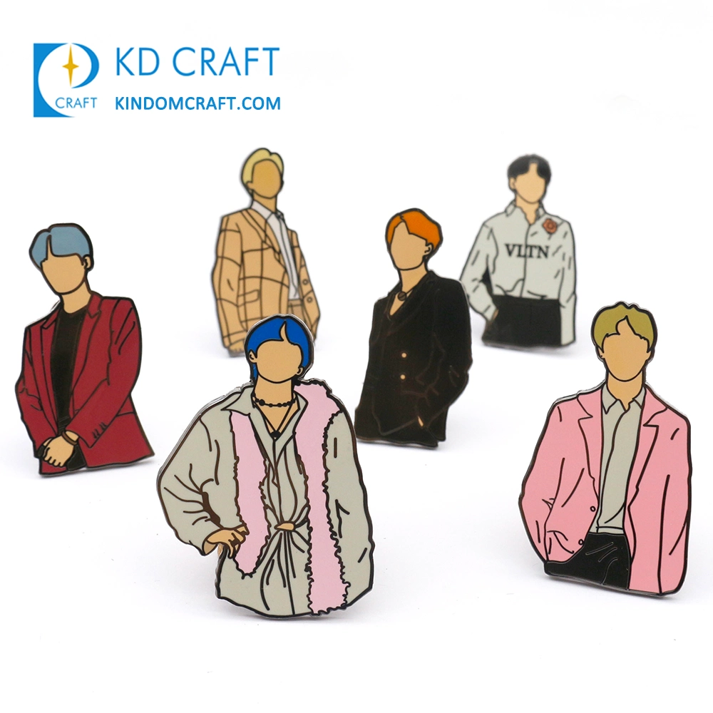 El logotipo de metal fabricante Corea Kpop divertidos Glitter de solapa Pin como dibujos animados Cute Anime Soft Hard Pin esmalte personalizado para la ropa