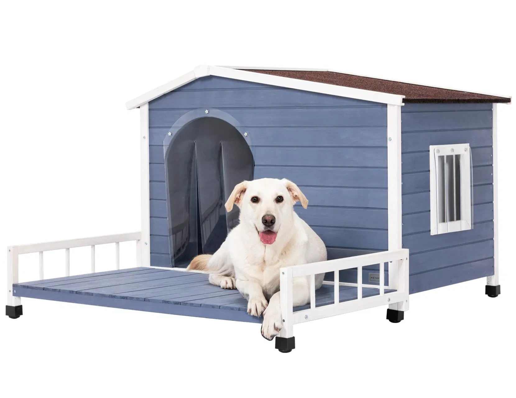 Outdoor Solid Wood Dog Cage Large Dog House Rain e. Proteção solar