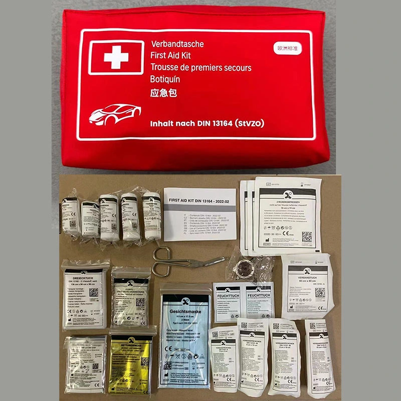 Din13164 2022 Kit de primeros auxilios vehículo Automovible emergencia primero Kit de ayuda con homologación CE ISO13485
