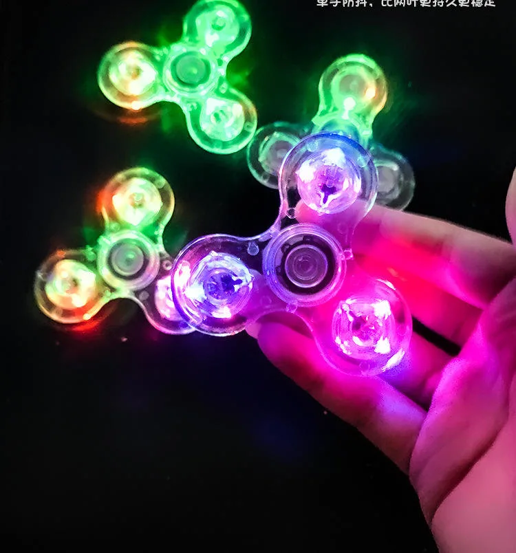 Colorful Crystal LED Luminous Fidget Cube Rotating Gyro Flying Stress Relief Fidget Toy Children's Hand Spinner LED Flashing Toy