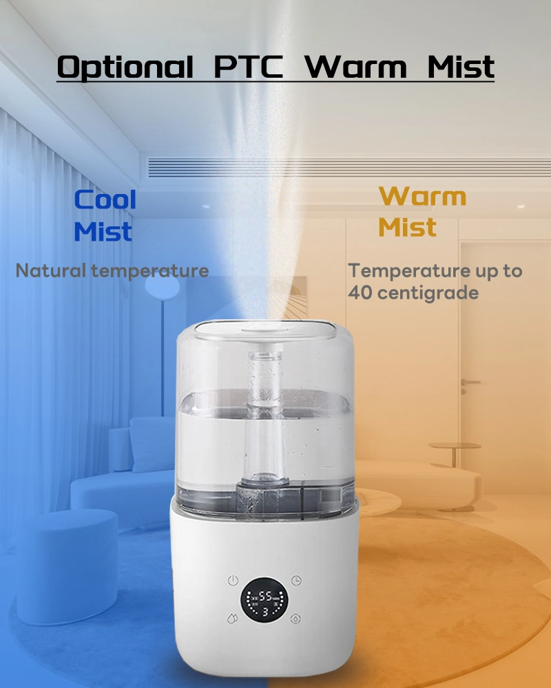 Humidificador PTC para sala sensível ao toque com visor digital inteligente Mist quente