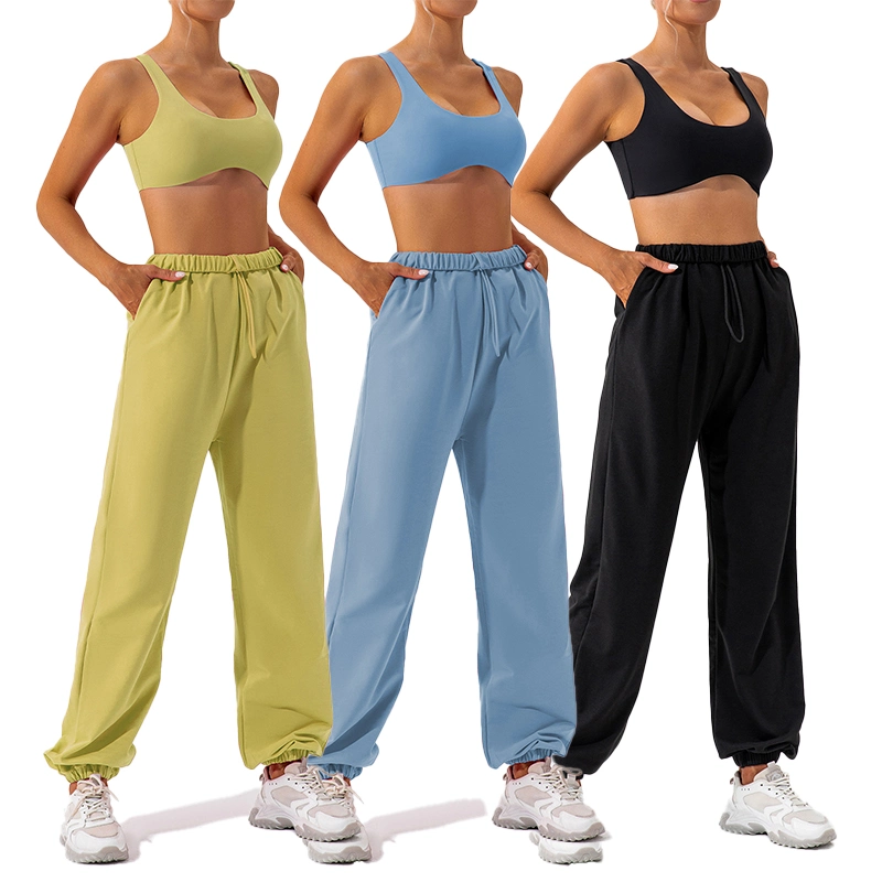 La ropa al por mayor de verano Deportes Sweatpants suelto al aire libre de la mujer pantalones casuales de danza Ocio ropa deportiva All-Match pierna recta vía pantalones