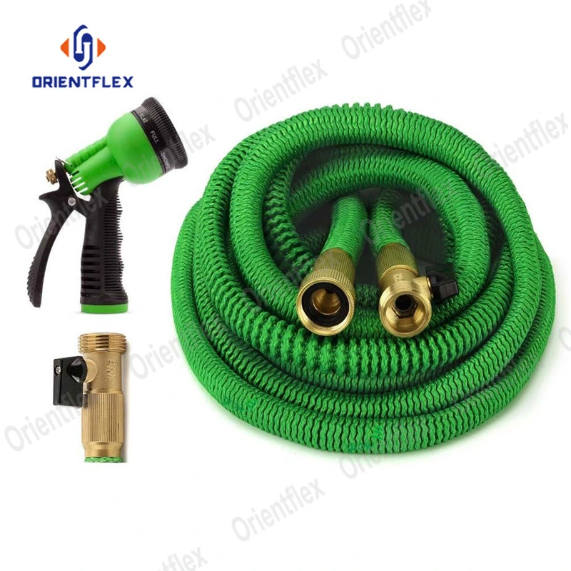 Blue Flexible Retractable Latex Garden Top Brass Expandable Water Hose