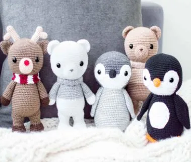 Handmade Crochet Bear Crochet Doll Baby Soft Penguin Animal Toy for Kids