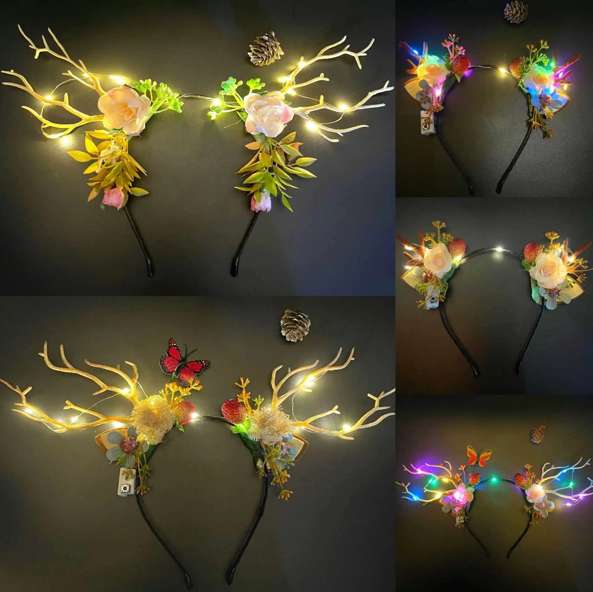 Hot Sale Colorful LED Glowing Glitter Feather LED Hairband Headgear Party Supplies Wholesale/Supplier