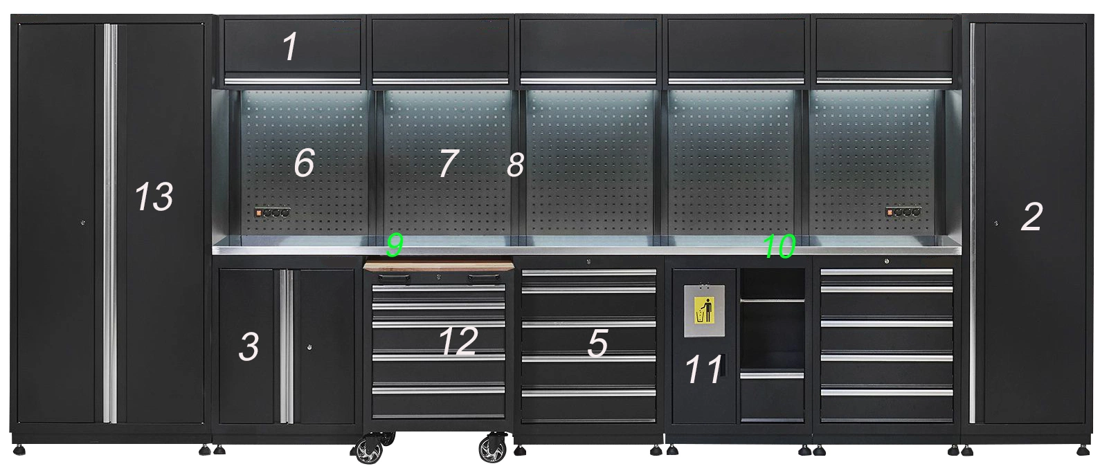 Abnehmbare Multi-Funktionale Garage Storage Metall Werkzeugschränke Kombination Setup