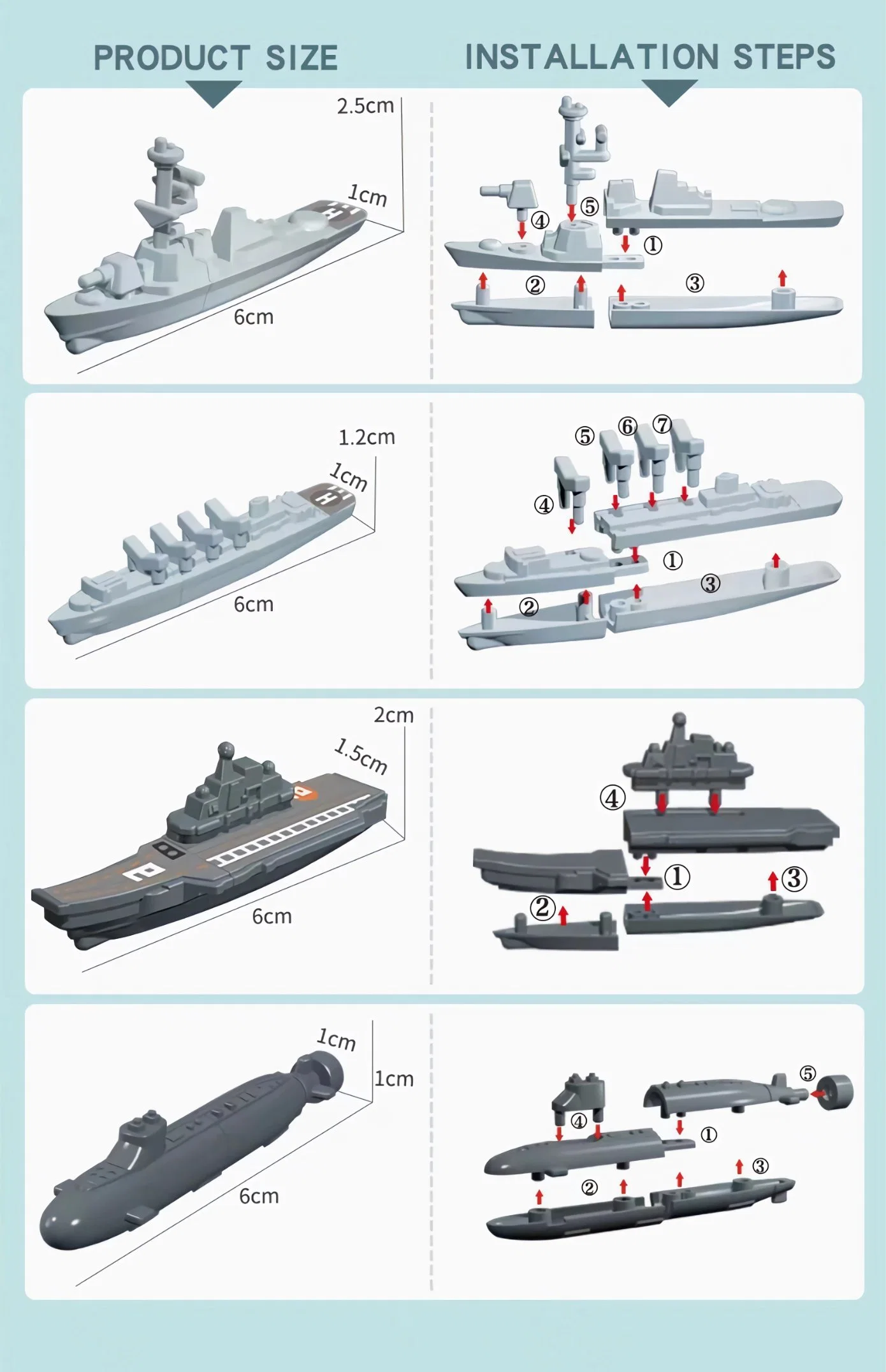 Kleine Versammlung Spielzeug Kriegsschiff für Werbegeschenk