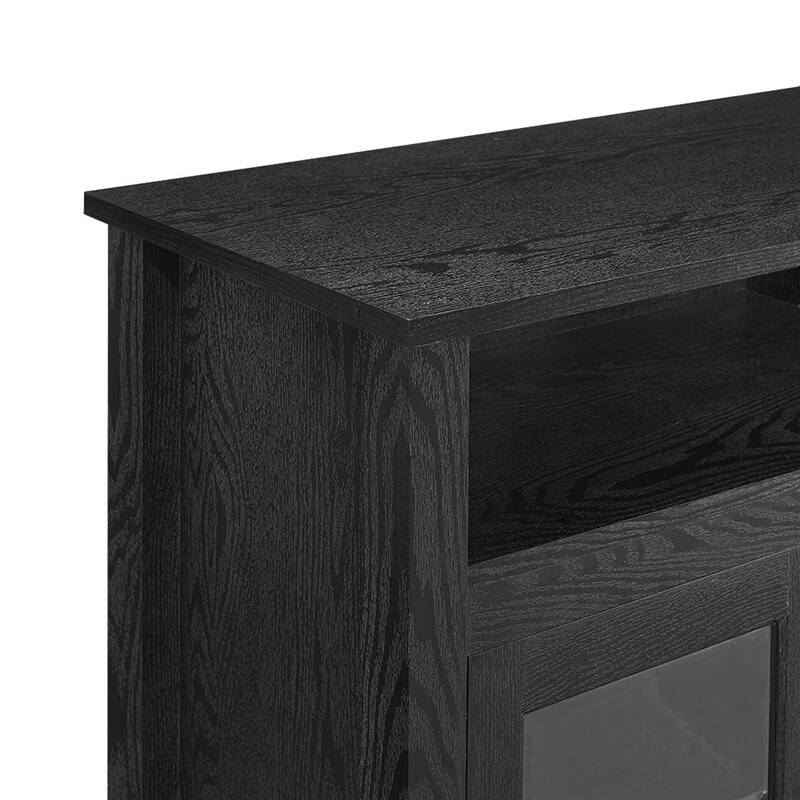 Living Room Furniture Black Storage TV Stand for Tvs up to 65 Inches with Fireplace Included