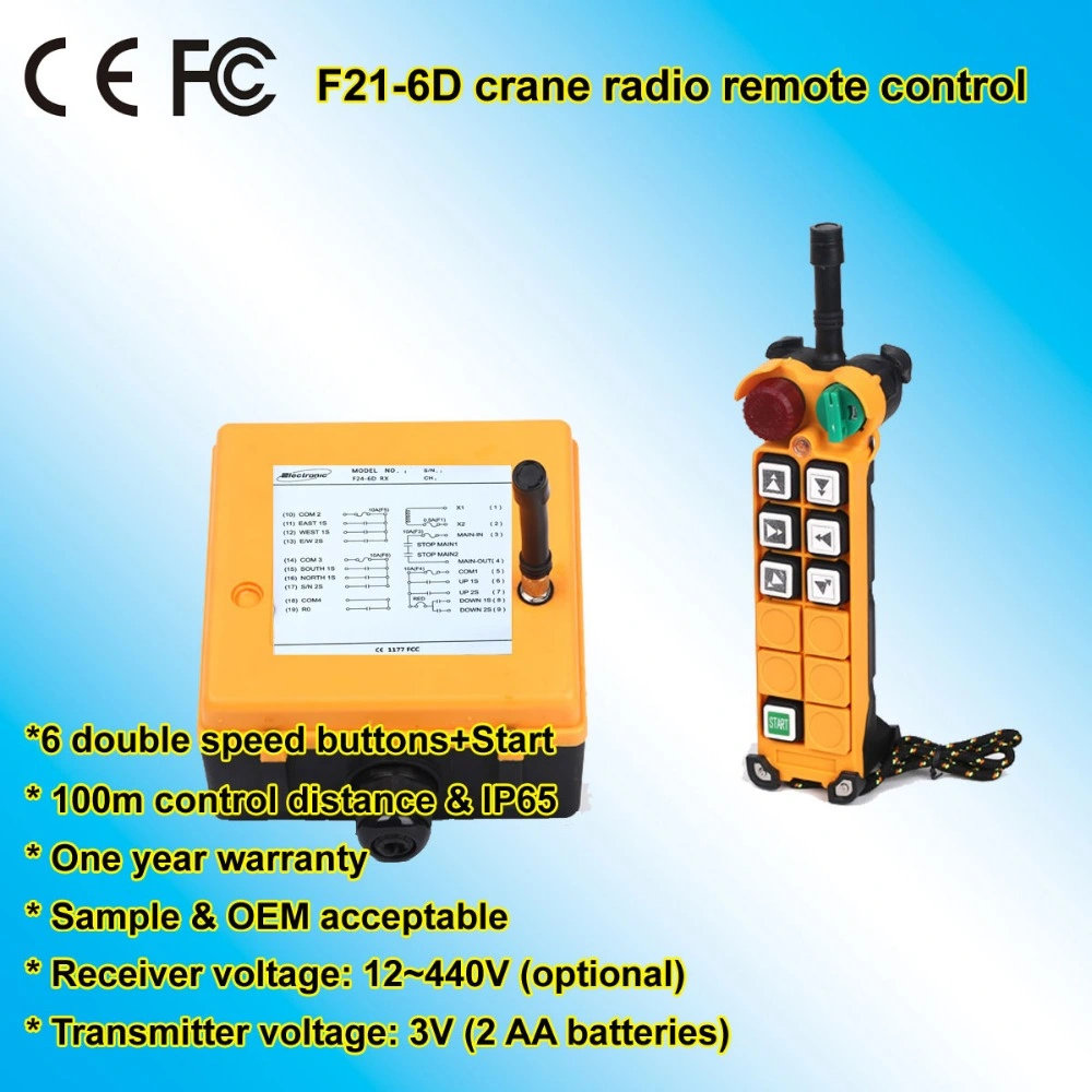 Long Distance Control 24V Wireless Industrial Remote Control F21-6D with FCC, Ce, ISO9001