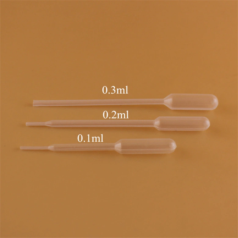 0,1 ml de 0,5 ml 1ml de 2ml 3ml 5ml 10ml de plástico desechable de laboratorio con una pipeta Pasteur estéril