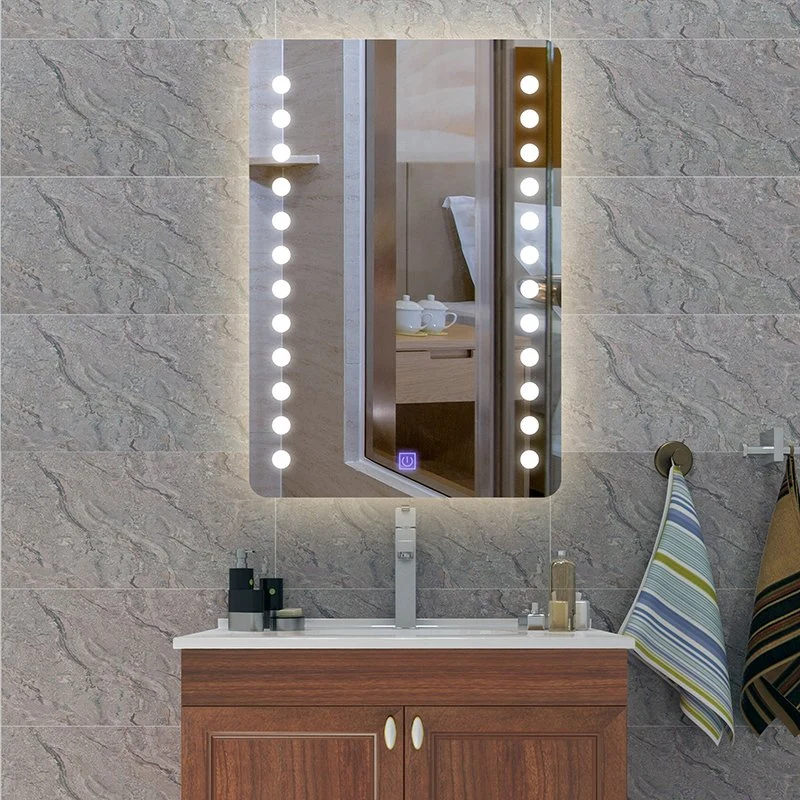Mayorista de buena calidad de 500x700mm Personalizar Iluminación Interior LED retroiluminada de cuarto de baño espejo de pared
